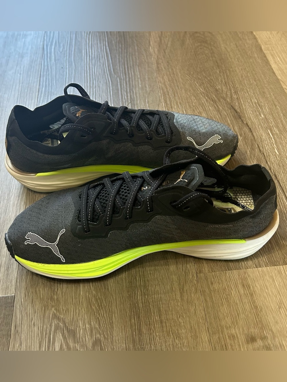 NOWT Puma Deviate Nitro 2 Women’s Running Shoes Size 9 Black Fizzy Lime - Picture 4 of 10